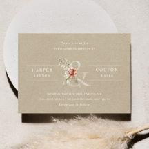 Blommigt Ampersand Elegant Rustic Kraft Bröllop