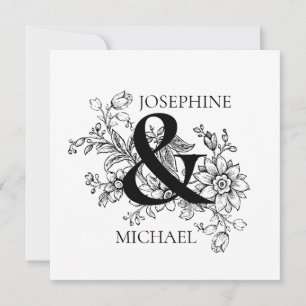 Blommigt Ampersand Photo Förlovning-meddelande Inbjudningar