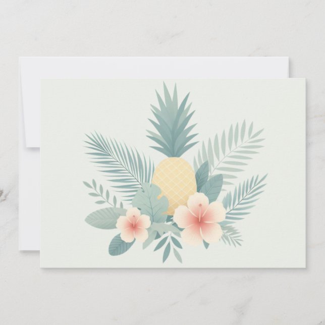 Blommigt Ananas & Hawaiian Julkort (Framsida)
