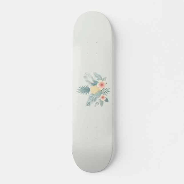 Blommigt Ananas & Hawaiian Mini Skateboard Bräda 18,5 Cm (Framsida)