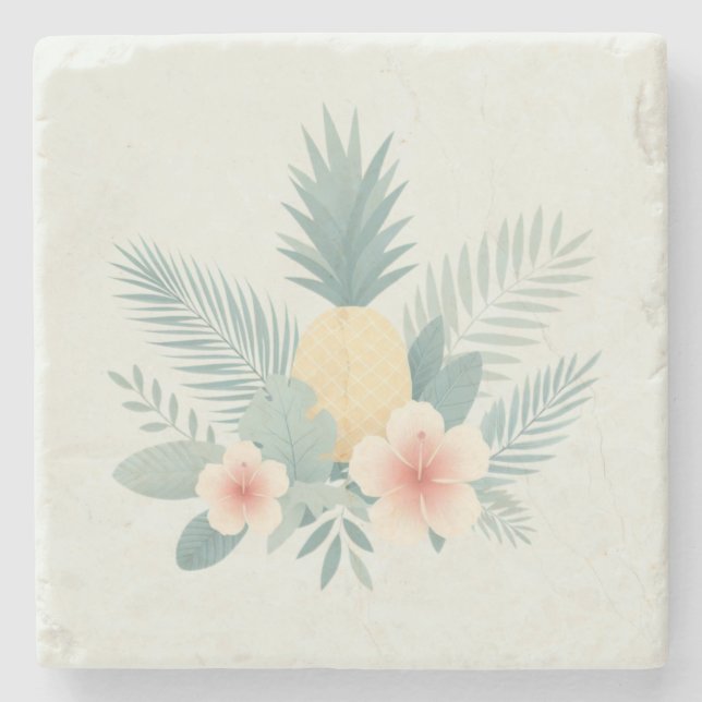 Blommigt Ananas & Hawaiian Stenunderlägg (Framsidan)