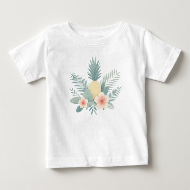 Blommigt Ananas & Hawaiian T Shirt (Framsida)