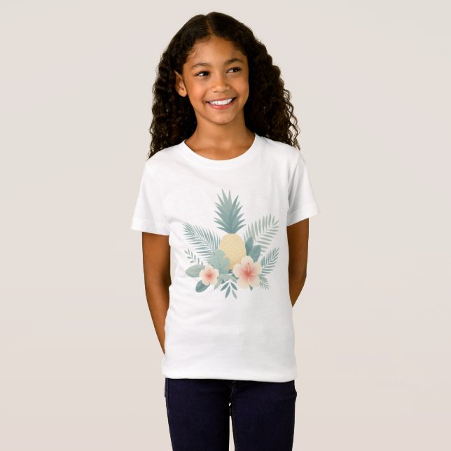 Blommigt Ananas & Hawaiian T Shirt (Hel framsida)