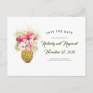 Blommigt Ananas Vas Tropical Beach Spara datum Meddelande Vykort