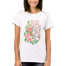 Blommigt Anatomiskt hjärta T- Shirt - konstnärligt