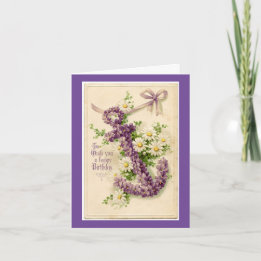 Blommigt Anchor Birthday Greeting Card Kort