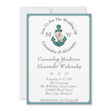 Blommigt Anchor Rope Beach Wedding Teal Aqua Blue