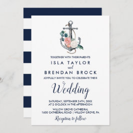 Blommigt Anchor | Sommar Bröllop Inbjudningar