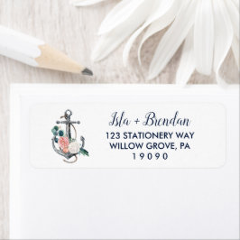 Blommigt Anchor | Sommar Bröllop Returadress Etikett