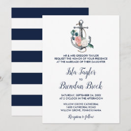 Blommigt Anchor | Sommarhögtid Bröllop Inbjudningar