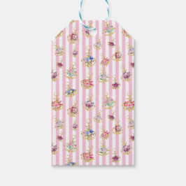 Blommigt Anchors på Rosa Rand Gift Märkre Presentetikett