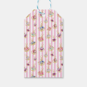 Blommigt Anchors på Rosa Rand Gift Märkre Presentetikett