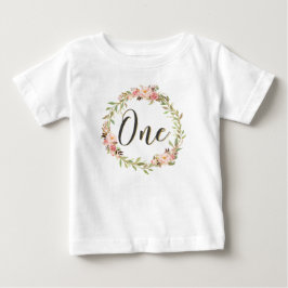  Blommigt andedräkt EN Chic för första födelsedag T Shirt