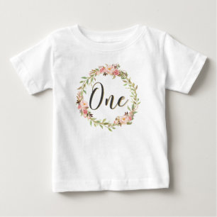 Blommigt andedräkt EN Chic för första födelsedag T Shirt