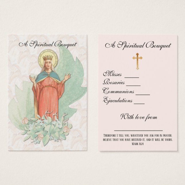 Blommigt Andlig Bouquet Prayer Heliga Card Visitkort (Framsida & baksida)