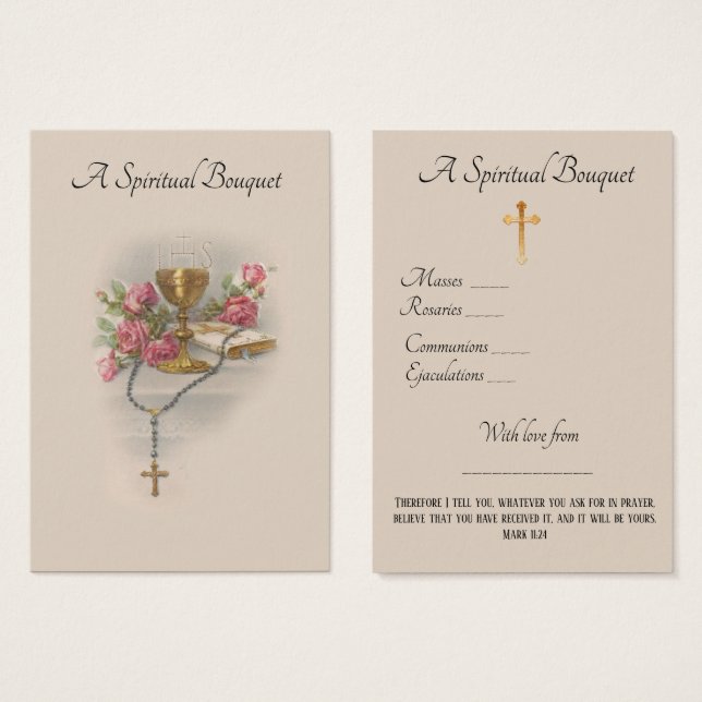 Blommigt Andlig Bouquet Prayer Heliga Card Visitkort (Framsida & baksida)
