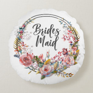  Blommigt Andningsvägar, Rund Dekorativ kudde