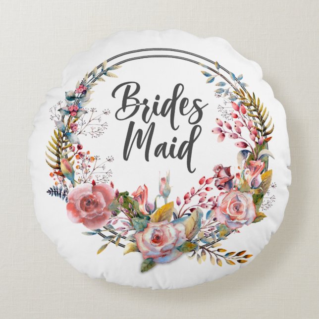  Blommigt Andningsvägar, Rund Dekorativ kudde (Framsidan)