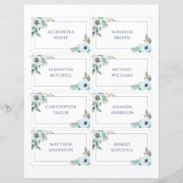 Blommigt Anemone Elegant bröllop Namn-platskort