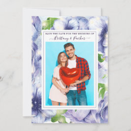 Blommigt Anemone Lila Bröllop Photo Spara Datumet