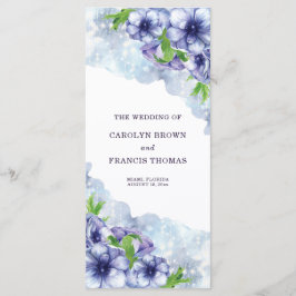 Blommigt Anemone Lila Bröllop Program