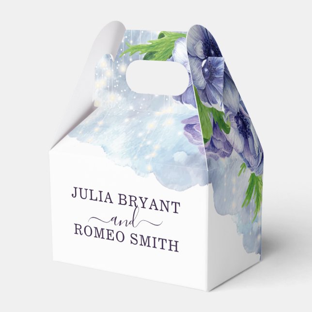 Blommigt Anemone Lila Bröllop Tack Presentaskar (Framsidan Sidan)