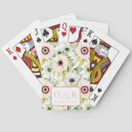 Blommigt Anemone Monogram Bröllop-spel Casinokort