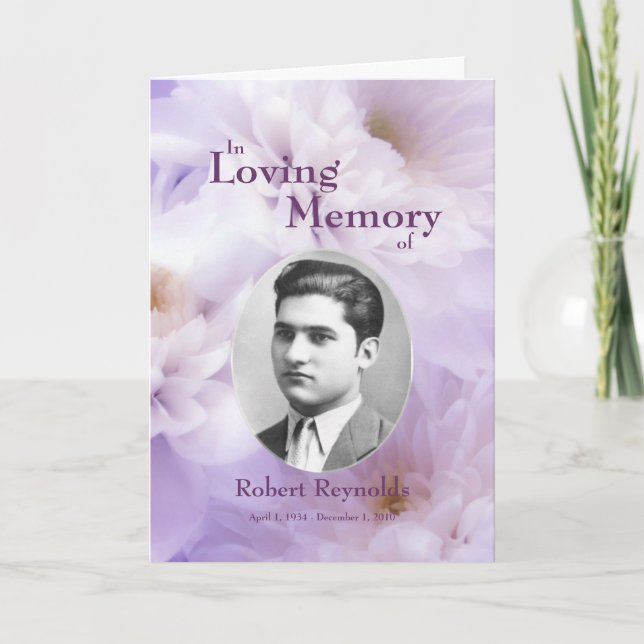 Blommigt Anpassningsbar Foto in Loving Memory Card Meddelande (Framsida)
