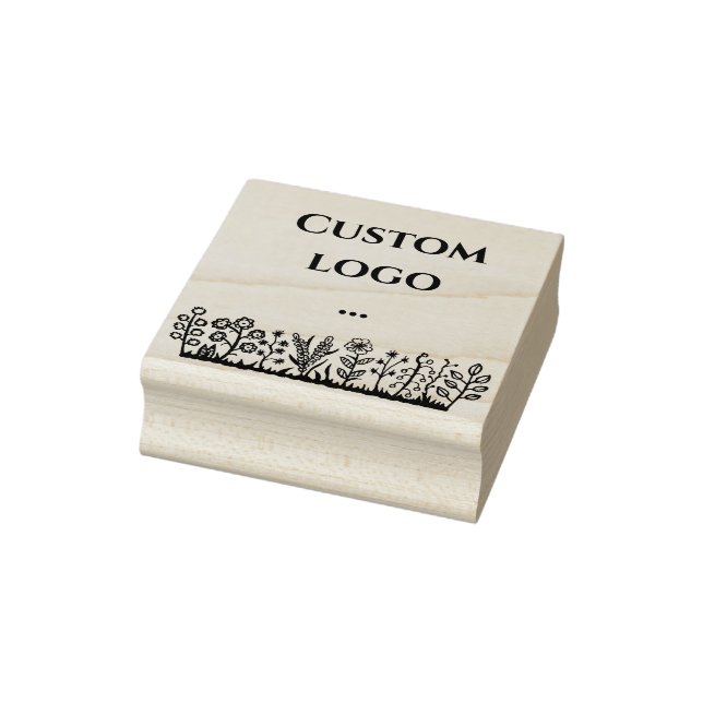 Blommigt anpassningsbar logotyp gummi frimärke stämpel (Stämpel)