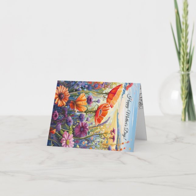 blommigt anpassningsbar mors dag-kort tack kort (Framsida)