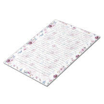 Blommigt, Anteckningsblock, radavstånd, Lila/blått