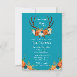 Blommigt Antlers Bachelorette Party-inbjudan Meddelande