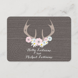 Blommigt Antlers + Barn Wood Bröllop OSA Kort