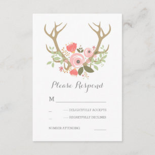 Blommigt Antlers Boho Bröllop OSA Kort