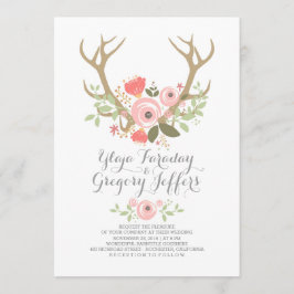 Blommigt Antlers Boho Bröllopsinbjudans Inbjudningar