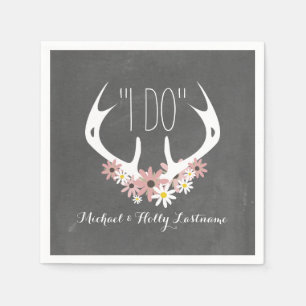 Blommigt Antlers Chalkboard Inspired Bröllop Pappersservett