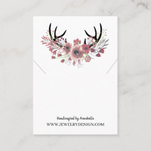 Blommigt Antlers Necklace Pendant Visning Card Visitkort