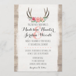 Blommigt Antlers Rustic Bröllop Personlig Formellt Inbjudningar