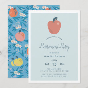 Blommigt Apple Blue Teacher Pension Inbjudningar