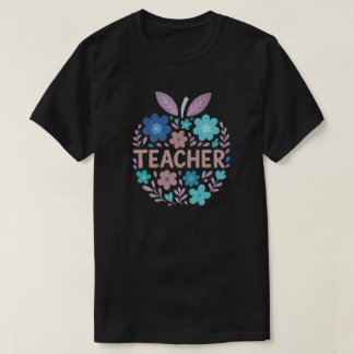 Blommigt Apple Teacher Design T Shirt
