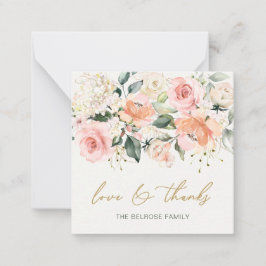 Blommigt Apricot Rosa ros Baby Shower Tack Anteckningskort