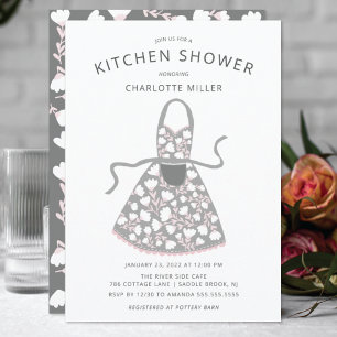 Blommigt Apron Kitchen Inbjudningskort för möhippa