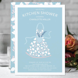 Blommigt Apron Möhippa Kitchen Shower Inbjudningar