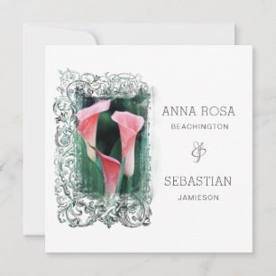 *~* Blommigt AR12 LILY PHOTO OSA + QR Bröllop Inbjudningar