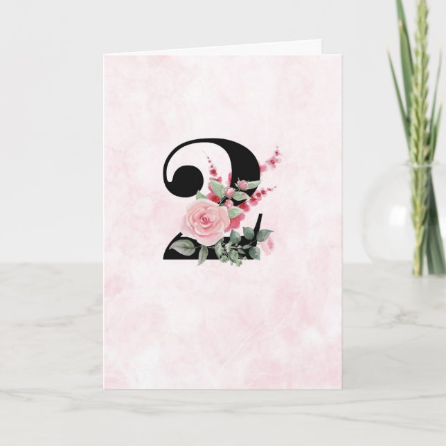 Blommigt, arbete 2 - årsdag kort (Framsida)