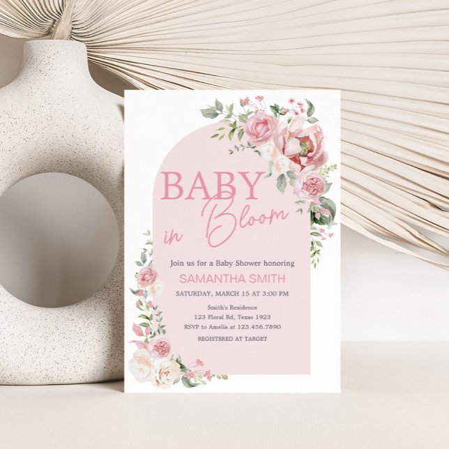 Blommigt Arch Baby i Bloom Baby Shower Inbjudningar (Baby in Bloom Floral Arch Baby Shower Invitation)