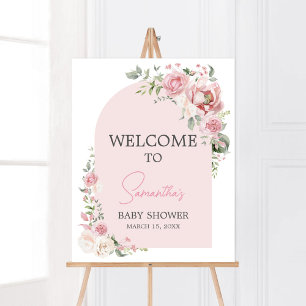 Blommigt Arch Baby i bloombabyvisningsvälkomsthäls Poster