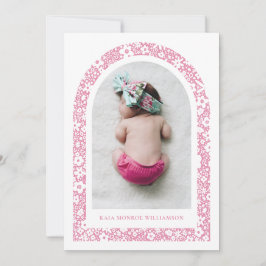 Blommigt Arch Birth Notice Inbjudningar