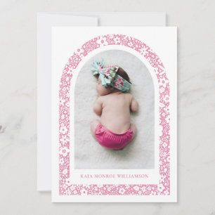 Blommigt Arch Birth Notice Inbjudningar