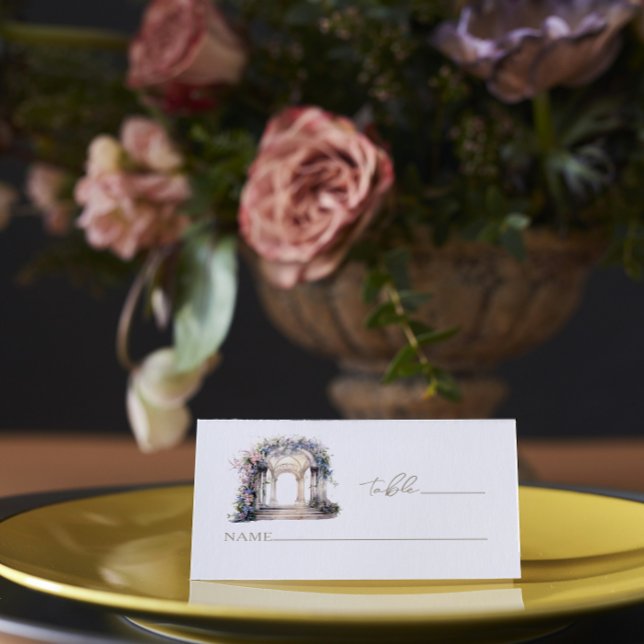 Blommigt Arch Bröllop Watercolor Placeringskort (Skapare uppladdad)